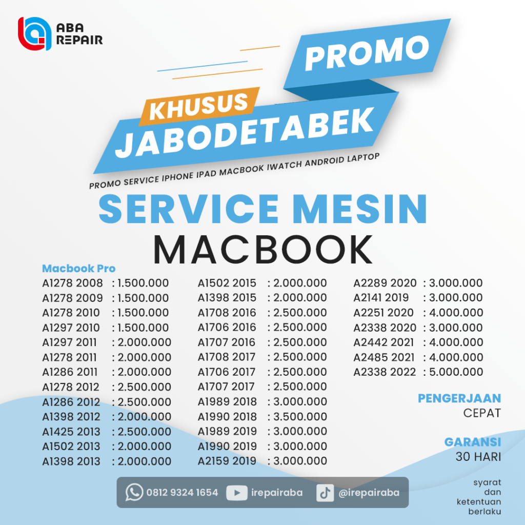 SERVICE MESIN MACBOOK PRO PROMO JABODETABEK SEPTEMBER 2024